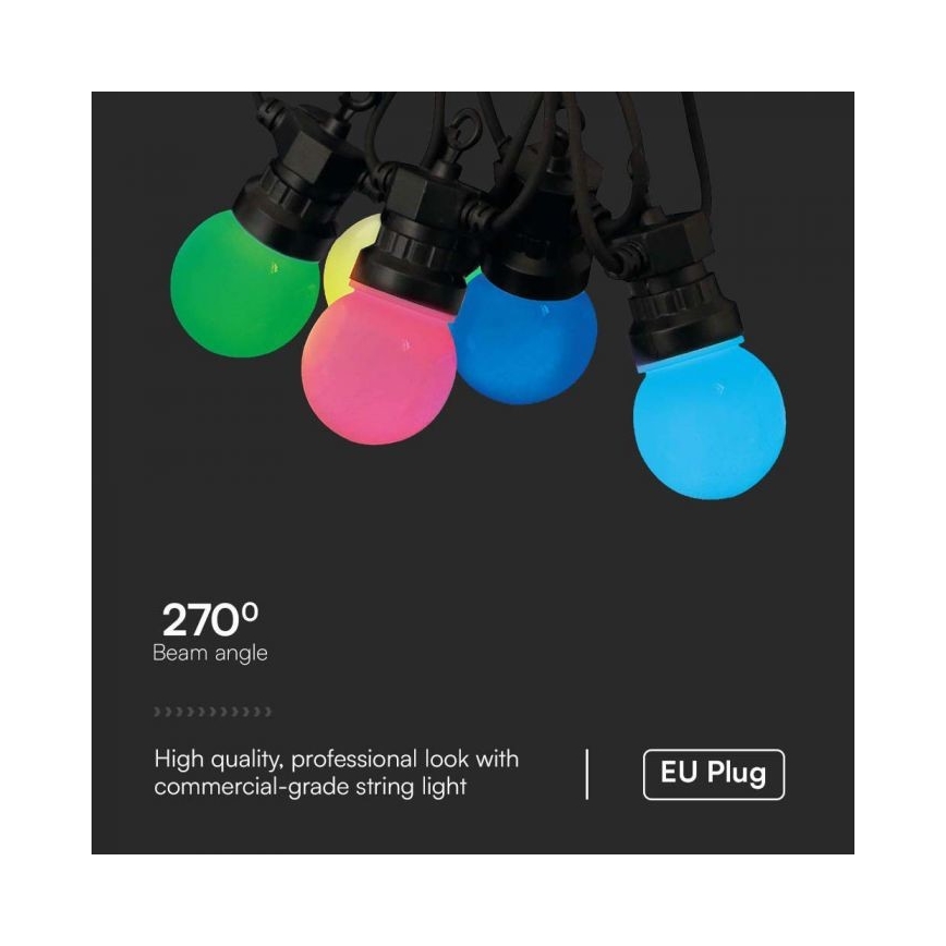 LED RGB Valoketju ulkokäyttöön STRING 13 m 15xLED/0,5W/230V IP44 + kauko-ohjaus