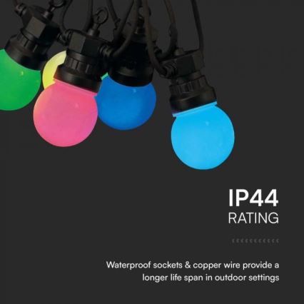 LED RGB Valoketju ulkokäyttöön STRING 13 m 15xLED/0,5W/230V IP44 + kauko-ohjaus