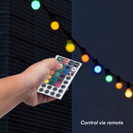 LED RGB Valoketju ulkokäyttöön STRING 13 m 15xLED/0,5W/230V IP44 + kauko-ohjaus