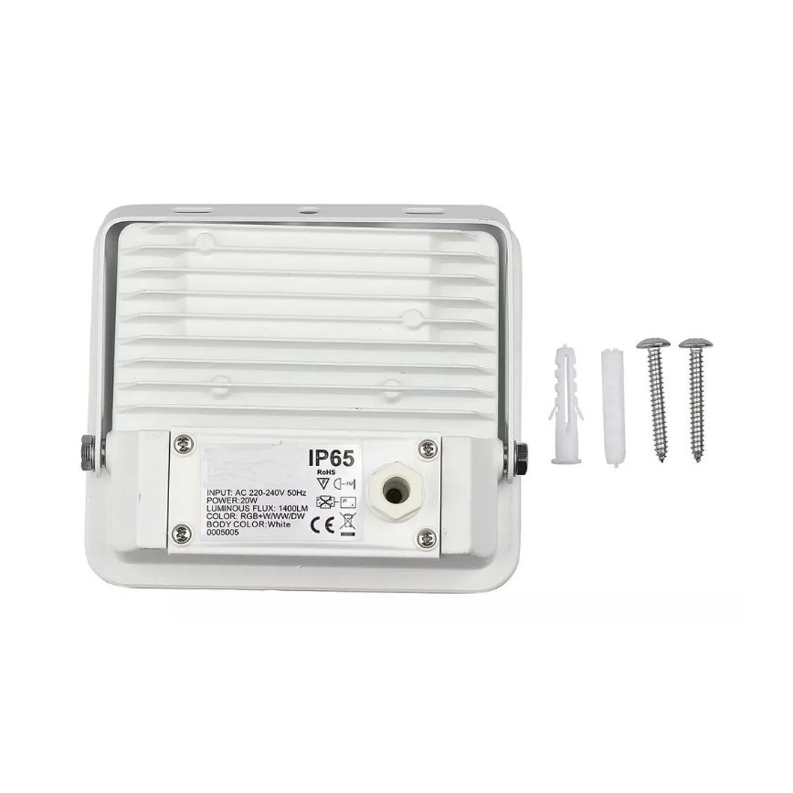 LED RGB Valonheitin LED/20W/230V IP65 valkoinen