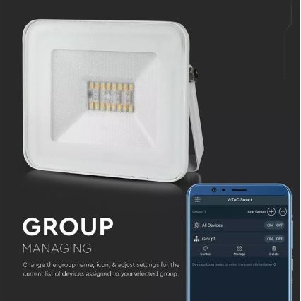 LED RGB Valonheitin LED/20W/230V IP65 valkoinen