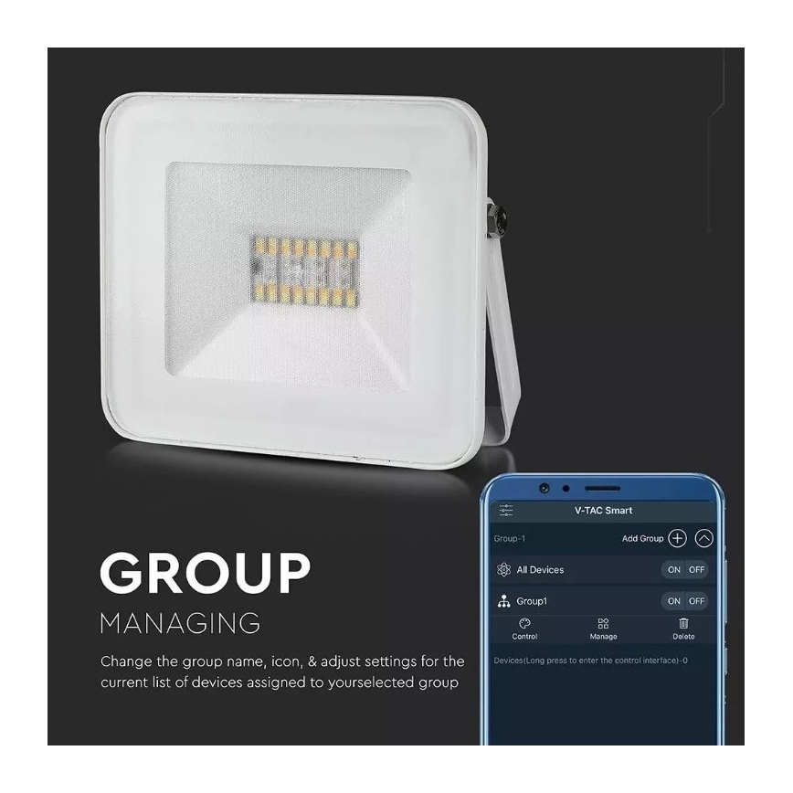 LED RGB Valonheitin LED/20W/230V IP65 valkoinen