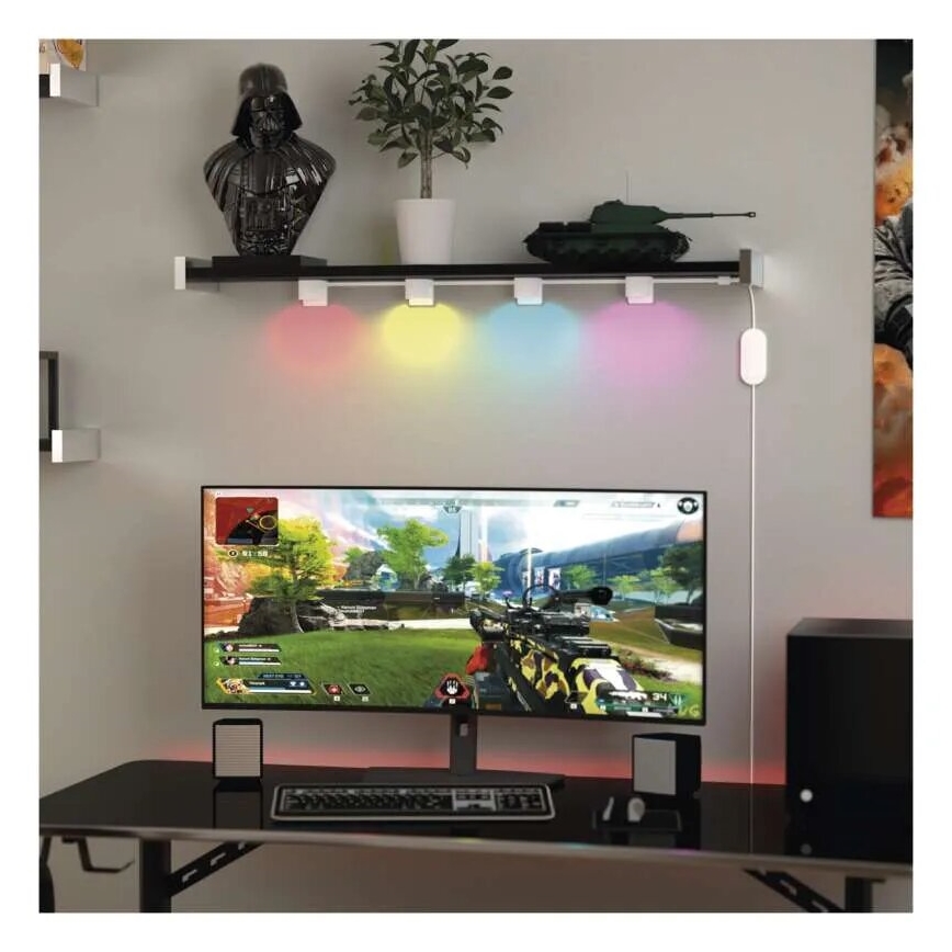LED RGBIC+CCT Koristeketju kohdevaloilla GoSmart - jatko 4xLED/7W/230V 85 cm Wi-Fi Tuya