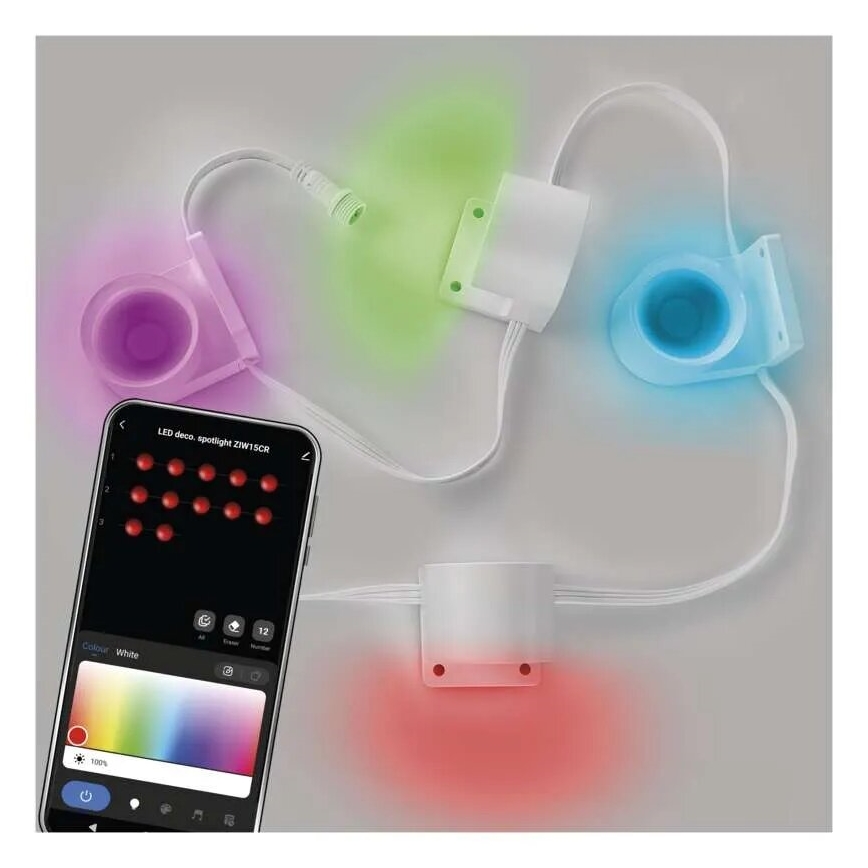LED RGBIC+CCT Koristeketju kohdevaloilla GoSmart - jatko 4xLED/7W/230V 85 cm Wi-Fi Tuya