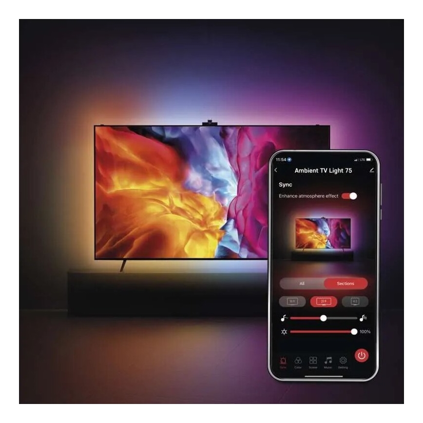 LED RGBIC Nauha kohteelle TV GoSmart LED/24W/230V 75“
