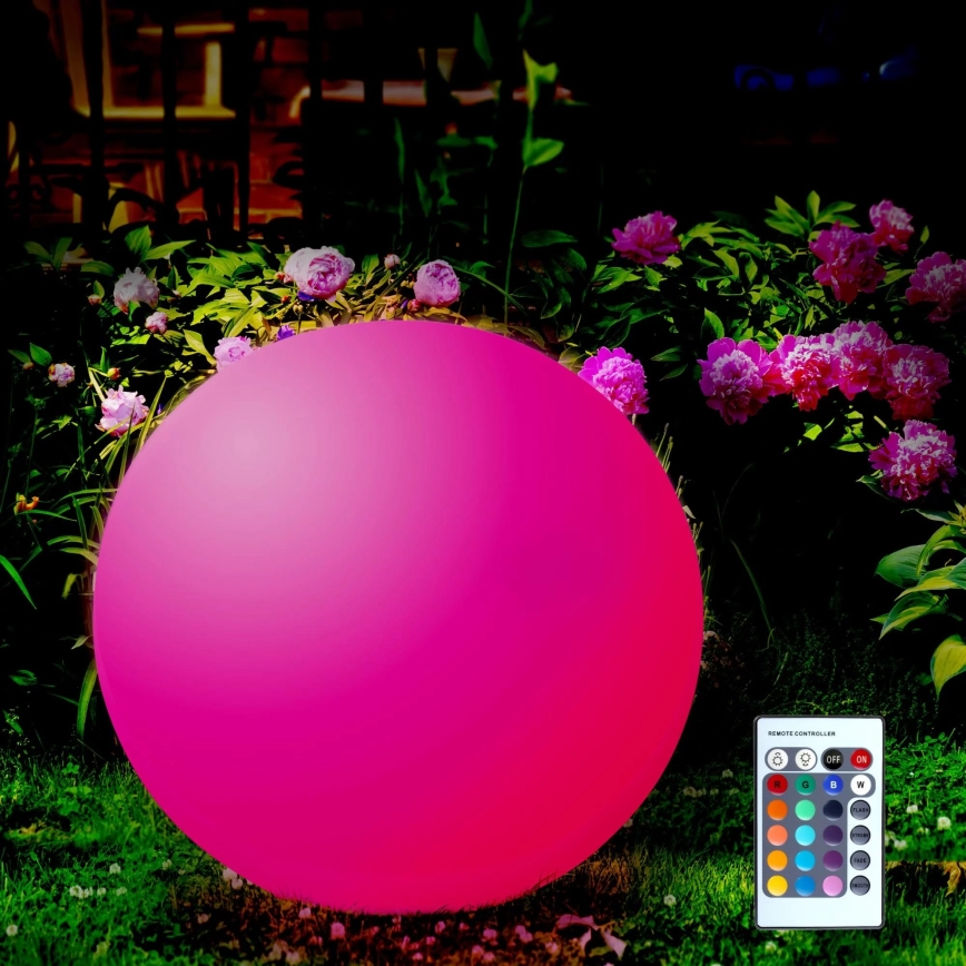 LED RGBW Aurinkolamppu BALL LED/3,2V halkaisija 20 cm IP65 + kauko-ohjaus