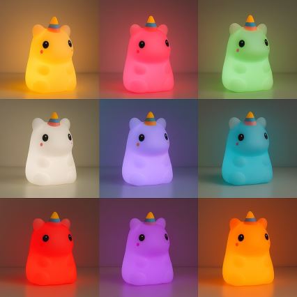 LED RGBW himmennettävä ladattava kosketusohjattu lasten yövalo UNICORN LED/1W/5V 1200 mAh
