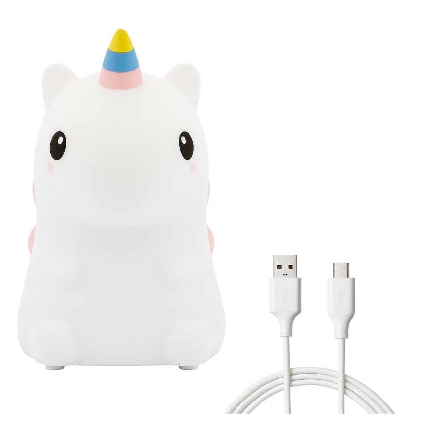 LED RGBW himmennettävä ladattava kosketusohjattu lasten yövalo UNICORN LED/1W/5V 1200 mAh
