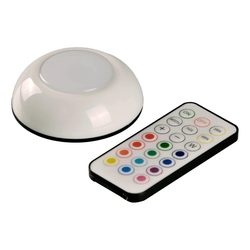LED RGBW Himmennettävä huonekaluvalaistus LED/0,5W/4,5V 3xAAA valkoinen + kauko-ohjaus
