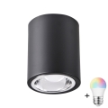 LED RGBW himmennettävä kohdevalaisin JUPITER 1xE27/6,5W/230V 2700-6500K Wi-Fi halkaisija 9,8 cm musta