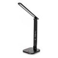 LED RGBW Himmennettävä kosketuspöytälamppu langattomalla latauksella, LCD näyttö ja USB-portti MAGNUS LED/6W/5V 3000-6500K musta