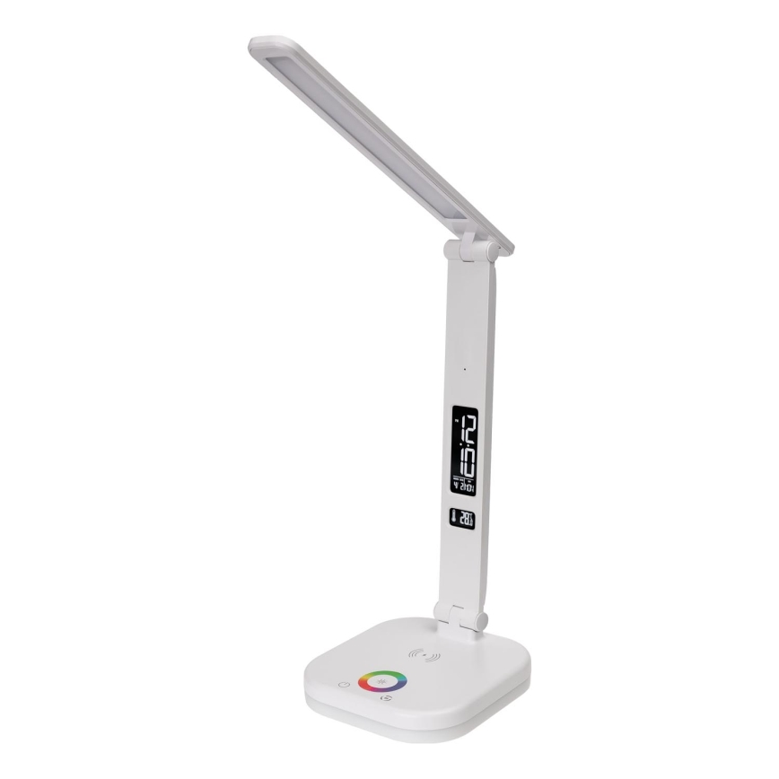 LED RGBW Himmennettävä kosketuspöytälamppu langattomalla latauksella, näyttö ja USB-portti MAGNUS LED/6W/5V 3000-6500K valkoinen