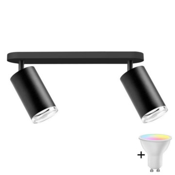 LED RGBW himmennettävä kylpyhuoneen kohdevalaisin TURYN 2xGU10/6,5W/230V 2700-6500K Wi-Fi IP44 musta