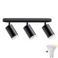LED RGBW himmennettävä kylpyhuoneen kohdevalaisin TURYN 3xGU10/6,5W/230V 2700-6500K Wi-Fi IP44 musta