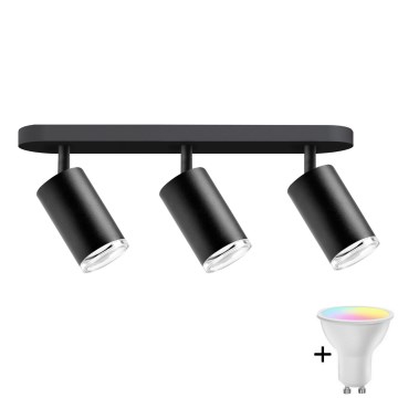 LED RGBW himmennettävä kylpyhuoneen kohdevalaisin TURYN 3xGU10/6,5W/230V 2700-6500K Wi-Fi IP44 musta