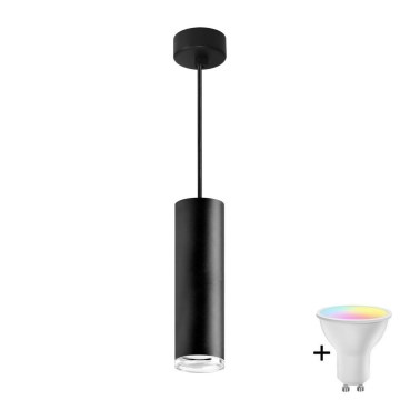 LED RGBW himmennettävä kylpyhuoneen riippuvalaisin kaapelilla TURYN 1xGU10/6,5W/230V 2700-6500K Wi-Fi IP44 musta
