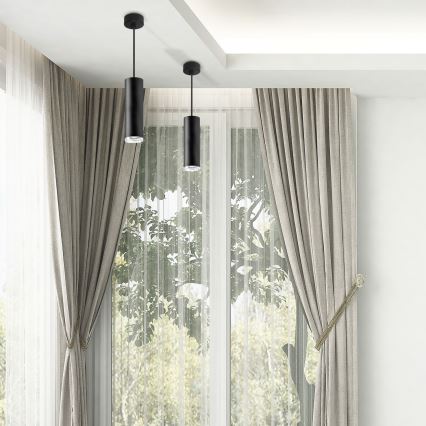 LED RGBW himmennettävä kylpyhuoneen riippuvalaisin kaapelilla TURYN 1xGU10/6,5W/230V 2700-6500K Wi-Fi IP44 musta