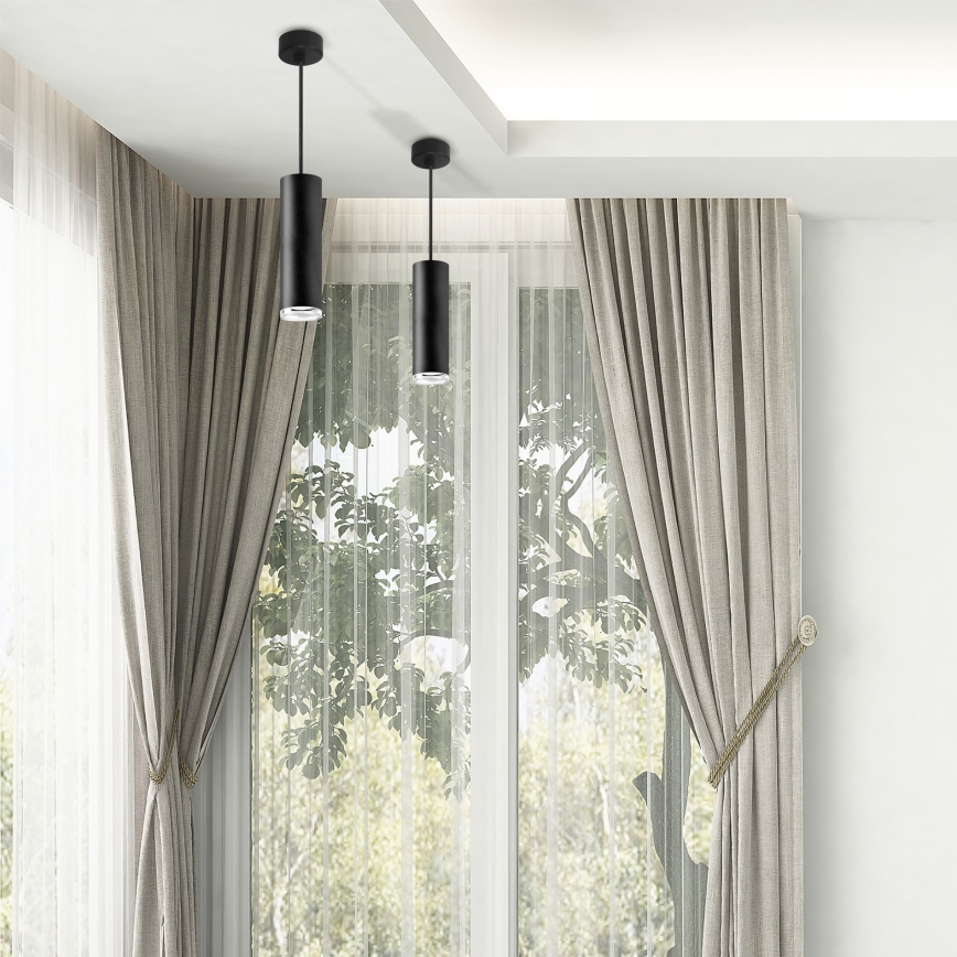 LED RGBW himmennettävä kylpyhuoneen riippuvalaisin kaapelilla TURYN 1xGU10/6,5W/230V 2700-6500K Wi-Fi IP44 musta
