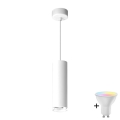 LED RGBW himmennettävä kylpyhuoneen riippuvalaisin vaijerilla TURYN 1xGU10/6,5W/230V 2700-6500K Wi-Fi IP44 valkoinen
