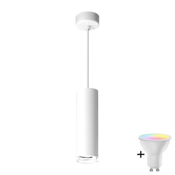 LED RGBW himmennettävä kylpyhuoneen riippuvalaisin vaijerilla TURYN 1xGU10/6,5W/230V 2700-6500K Wi-Fi IP44 valkoinen