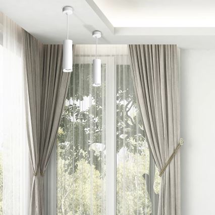LED RGBW himmennettävä kylpyhuoneen riippuvalaisin vaijerilla TURYN 1xGU10/6,5W/230V 2700-6500K Wi-Fi IP44 valkoinen