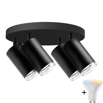 LED RGBW Himmennettävä kylpyhuoneen spottilamppu TURYN 4xGU10/6,5W/230V 2700-6500K Wi-Fi IP44 musta