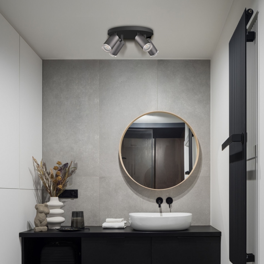 LED RGBW Himmennettävä kylpyhuoneen spottilamppu TURYN 4xGU10/6,5W/230V 2700-6500K Wi-Fi IP44 musta