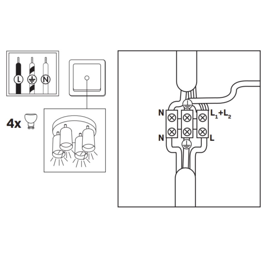 LED RGBW Himmennettävä kylpyhuoneen spottilamppu TURYN 4xGU10/6,5W/230V 2700-6500K Wi-Fi IP44 musta
