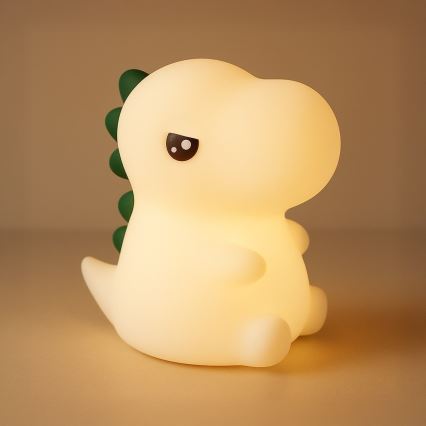 LED RGBW himmennettävä ladattava kosketustoiminen lasten yövalo DINO LED/1W/5V 1200 mAh