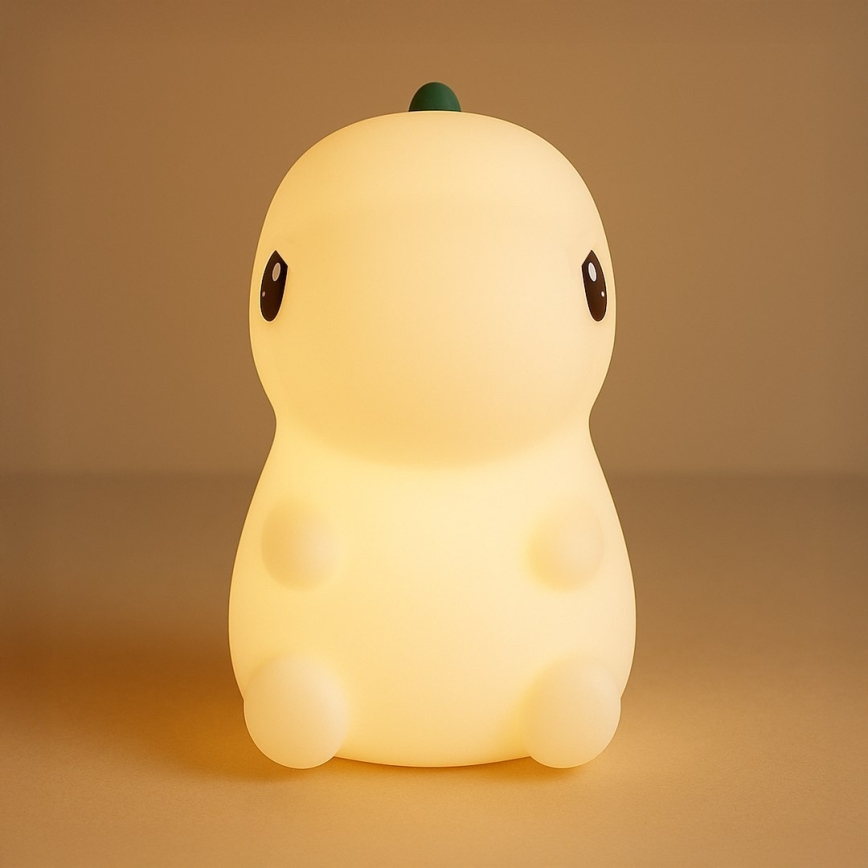 LED RGBW himmennettävä ladattava kosketustoiminen lasten yövalo DINO LED/1W/5V 1200 mAh