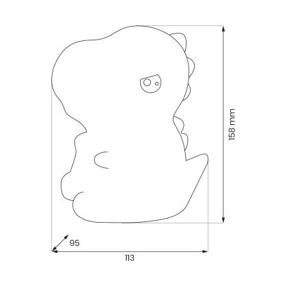 LED RGBW himmennettävä ladattava kosketustoiminen lasten yövalo DINO LED/1W/5V 1200 mAh