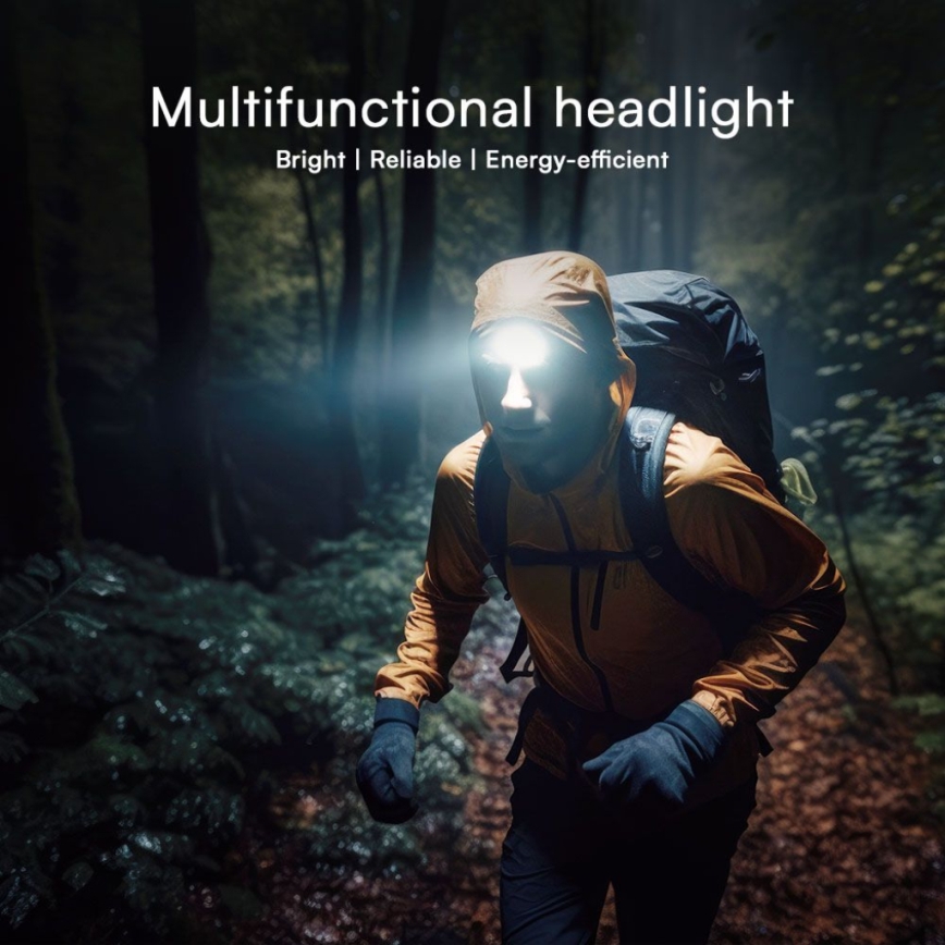 LED RGBW Himmennettävä ladattava otsalamppu USB LED/3W/5V IP43 190 lm 24 h