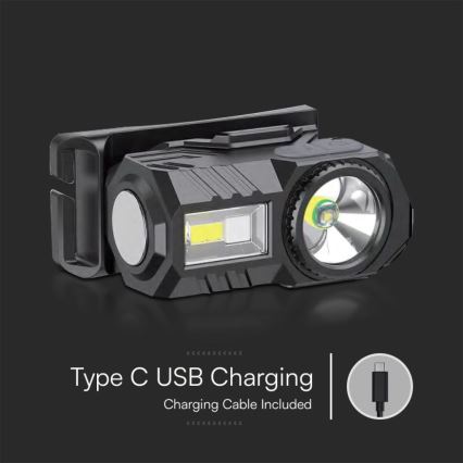 LED RGBW Himmennettävä ladattava otsalamppu USB LED/3W/5V IP43 190 lm 24 h