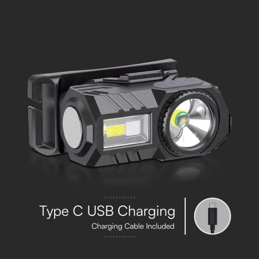 LED RGBW Himmennettävä ladattava otsalamppu USB LED/3W/5V IP43 190 lm 24 h