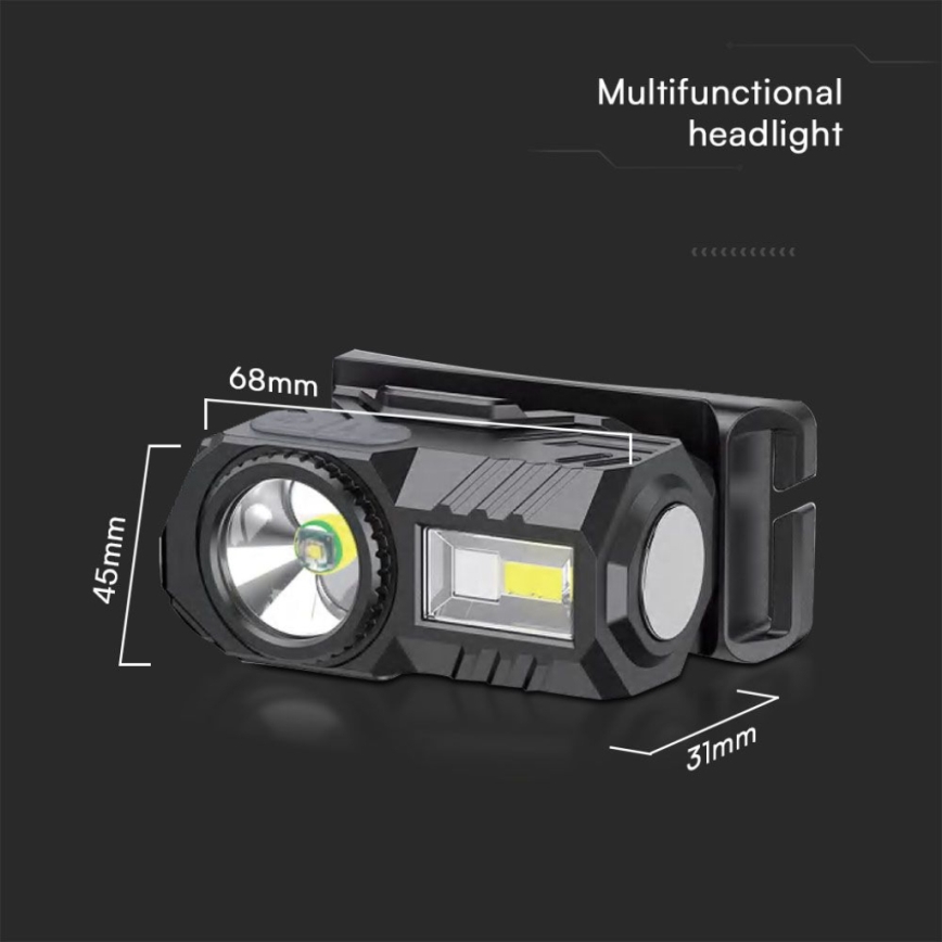 LED RGBW Himmennettävä ladattava otsalamppu USB LED/3W/5V IP43 190 lm 24 h