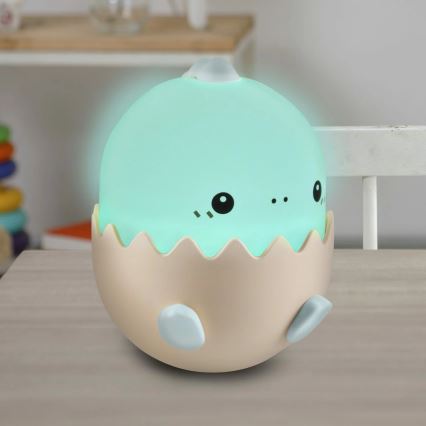 LED RGBW Himmennettävä lasten kosketus lamppu BABY DINO LED/0,75W/5V USB 1200mAh sininen