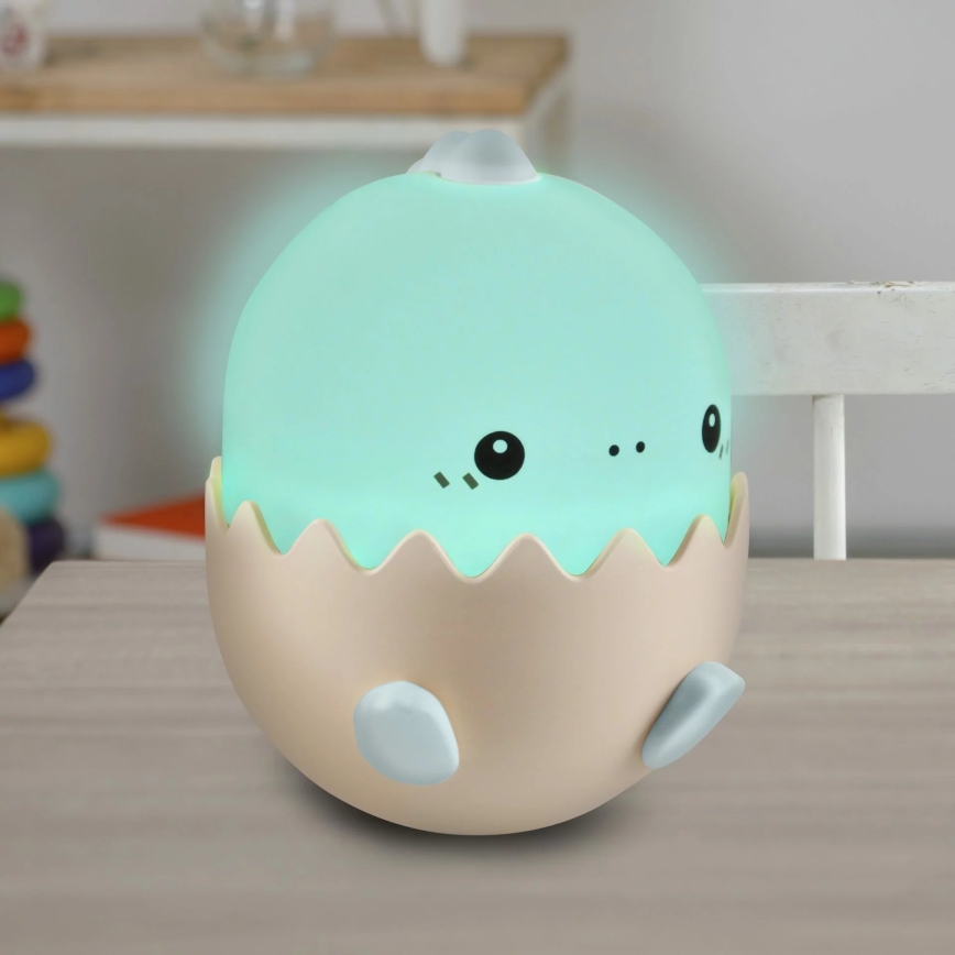 LED RGBW Himmennettävä lasten kosketus lamppu BABY DINO LED/0,75W/5V USB 1200mAh sininen