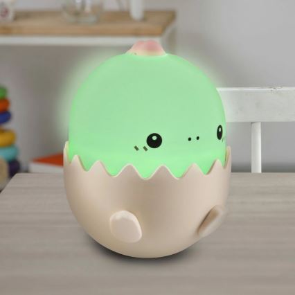 LED RGBW Himmennettävä lasten kosketus lamppu BABY DINO LED/0,75W/5V USB 1200 mAh vaaleanpunainen