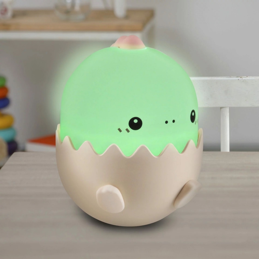 LED RGBW Himmennettävä lasten kosketus lamppu BABY DINO LED/0,75W/5V USB 1200 mAh vaaleanpunainen