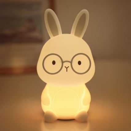 LED RGBW Himmennettävä lasten kosketus lamppu FLORKA LED/1W/5V USB 1200 mAh pupu valkoinen/harmaa