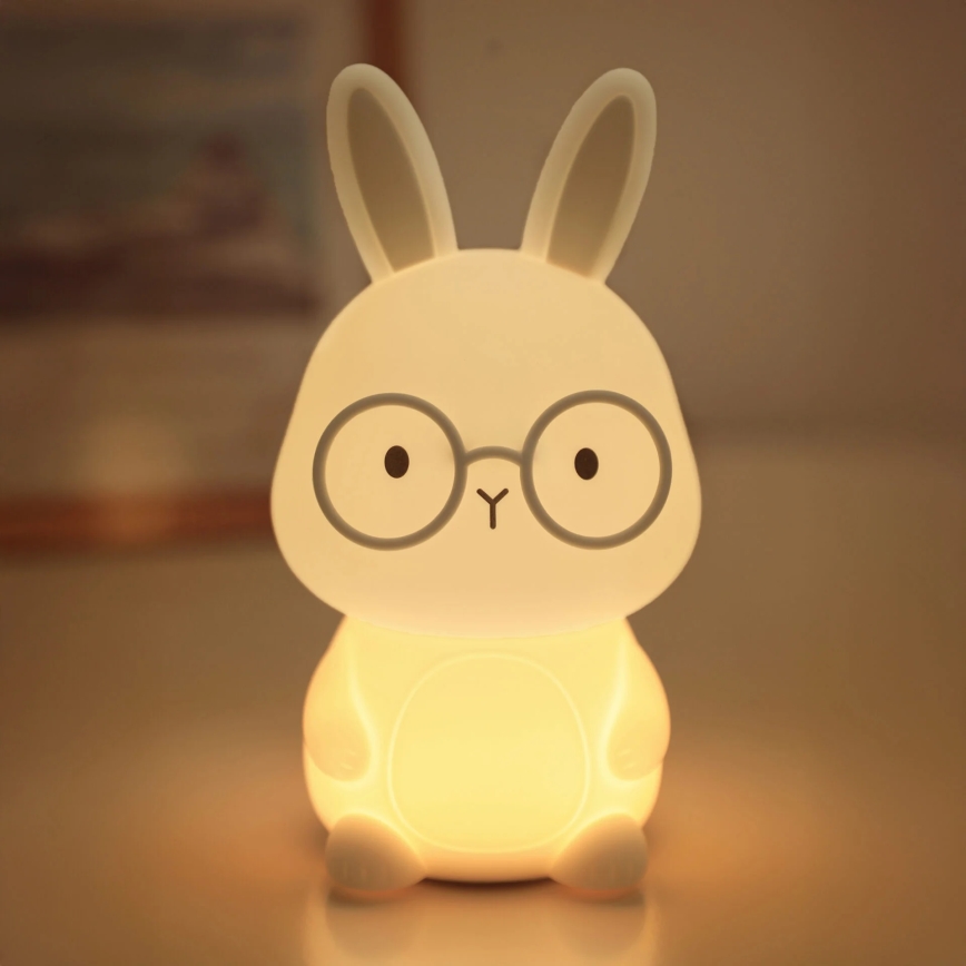 LED RGBW Himmennettävä lasten kosketus lamppu FLORKA LED/1W/5V USB 1200 mAh pupu valkoinen/harmaa