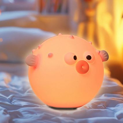 LED RGBW Himmennettävä lasten kosketus lamppu HELA LED/1W/5V USB 1200 mAh kala vaaleanpunainen