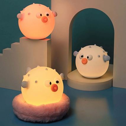 LED RGBW Himmennettävä lasten kosketus lamppu HELA LED/1W/5V USB 1200 mAh kala vaaleanpunainen