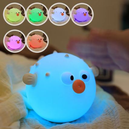 LED RGBW Himmennettävä lasten kosketus lamppu HELA LED/1W/5V USB 1200 mAh kala vaaleanpunainen