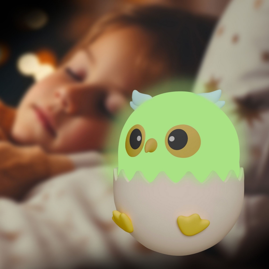 LED RGBW Himmennettävä lasten kosketus lamppu OWL LED/1W/5V USB 1200 mAh pöllö sininen
