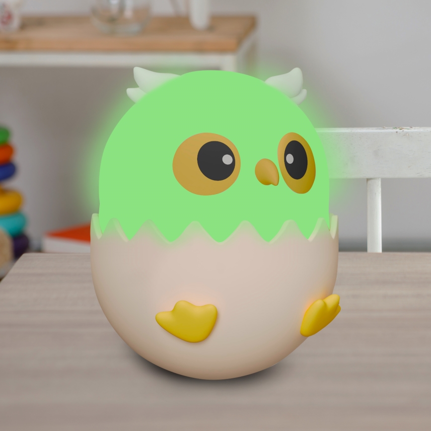 LED RGBW Himmennettävä lasten kosketus lamppu OWL LED/1W/5V USB 1200 mAh pöllö sininen