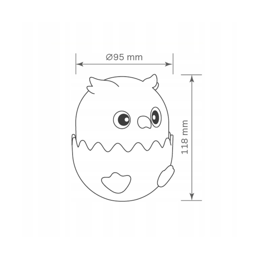 LED RGBW Himmennettävä lasten kosketus lamppu OWL LED/1W/5V USB 1200 mAh pöllö sininen