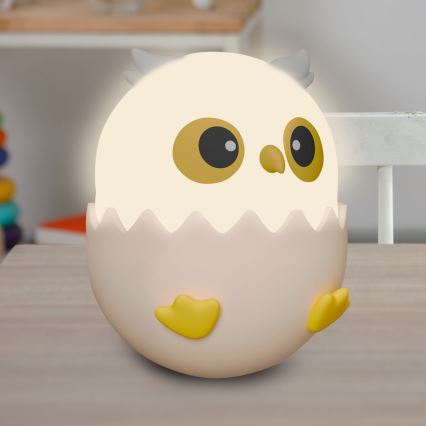 LED RGBW Himmennettävä lasten kosketus lamppu OWL LED/1W/5V USB 1200 mAh pöllö vaaleanpunainen