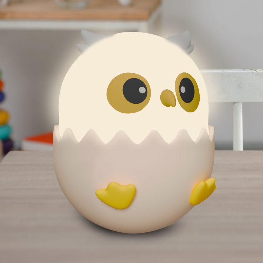 LED RGBW Himmennettävä lasten kosketus lamppu OWL LED/1W/5V USB 1200 mAh pöllö vaaleanpunainen
