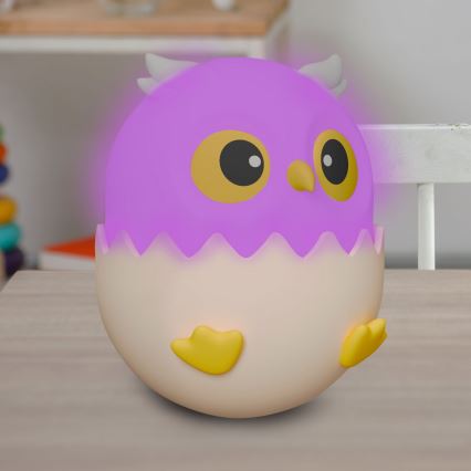 LED RGBW Himmennettävä lasten kosketus lamppu OWL LED/1W/5V USB 1200 mAh pöllö vaaleanpunainen